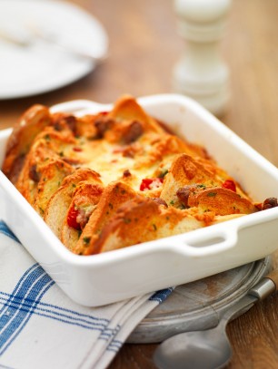 Jo_Pratt bread and butter sausage pudding