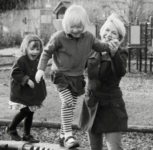 Sophie Devonshire and girls in park