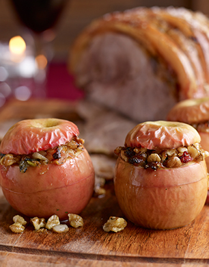 Baked Pink Lady Apples with Roast Pork Shoulder 