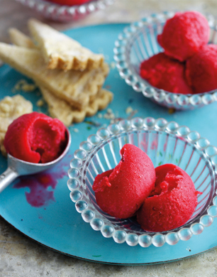 Raspberry gin sorbet