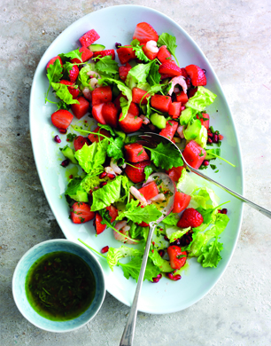 Seafood salad with strawberries